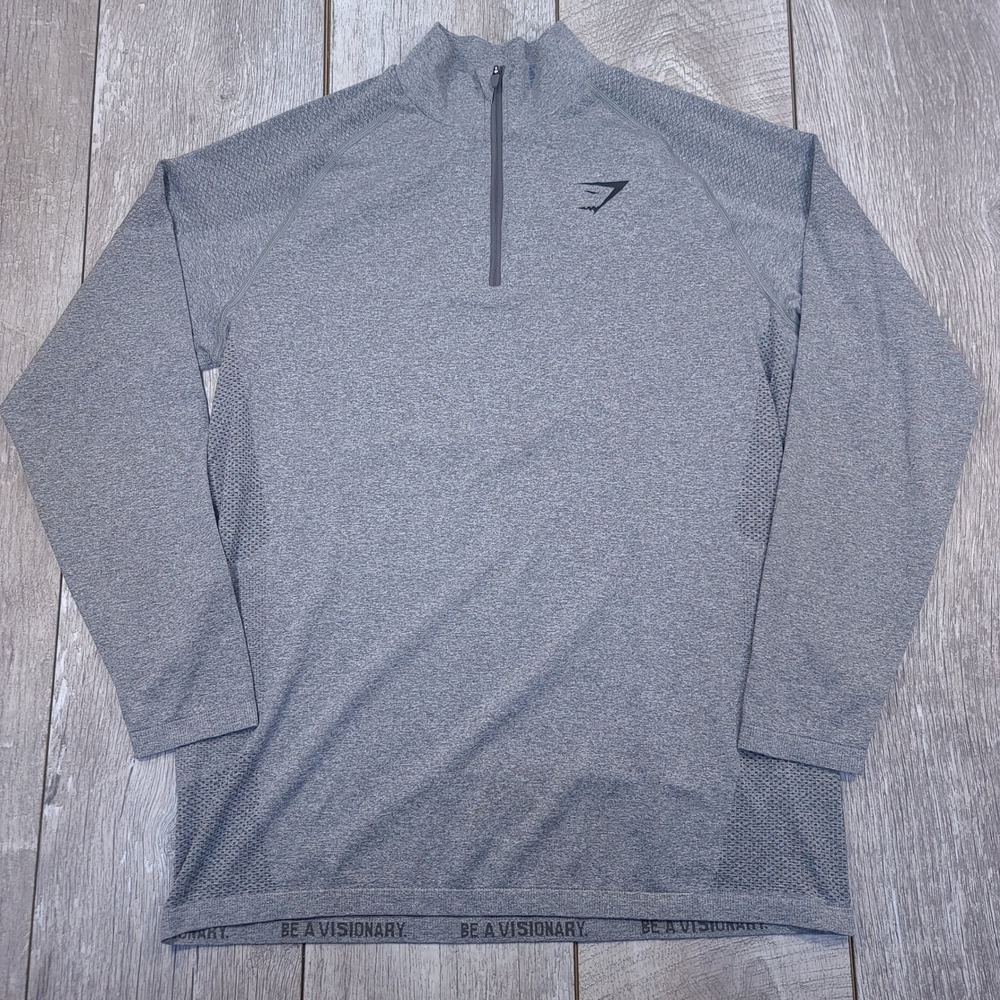 Gymshark 1/4 Zip Pullover Mens Size XL Grey Vital Seamless Workout Top